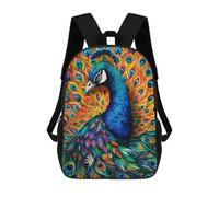 sinyumoney Colorful Peacock Artwork-11 Mochilas Escolares Para Niños Y Niñas, Mochilas Deportivas Informales Para Primaria, Mochilas De Gran Capacidad Para Libros 17inch