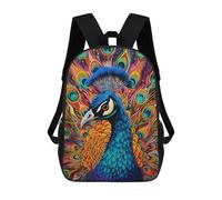 sinyumoney Colorful Peacock Artwork-17 Mochila Infantil, Mochila Escolar Para Niños, Mochila Escolar Infantil Con Estampado 3D De Dibujos Animados, Mochila De Gran Capacidad Para Niños Y Niñas 17inch
