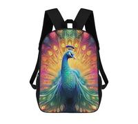 sinyumoney Colorful Peacock Artwork-21 Mochilas Escolares Para Niños Y Niñas, Mochilas Deportivas Informales Para Primaria, Mochilas De Gran Capacidad Para Libros 17inch