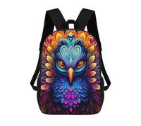 sinyumoney Colorful Peacock Artwork-6 Mochila Escolar De Moda Para Estudiantes, Adecuada Para Niños Y Niñas, Mochila Informal Para Viajes Al Aire Libre, Esencial Para El Día A Día 17inch