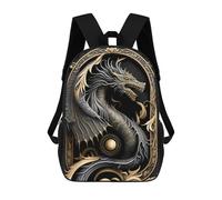 sinyumoney Colorful Peacock Artwork Mochila Escolar, Mochila Ocio, Escuela, Trabajo Y Viaje Mochila Para Hombres, Mujeres Y Adolescentes, Golden Dragon Ilustration-1, 17"