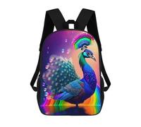 sinyumoney Colorful Peacock Rainbow Reflection Mochilas Para Niños 17inch Mochila Escolar Mochila Escolar Impresa En 3D Para Niños De Primaria Y Secundaria