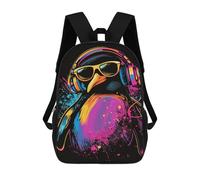 sinyumoney Colorful Penguin DJ Art Print Mochila De Negocios Para Portátil, Mochila Unisex Informal Para Niñas, Niños Y Adolescentes 17inch
