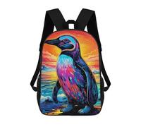 sinyumoney Colorful Penguin Sunset Mochila Escolar Ligera Para Aeropuerto Y Estudiantes Universitarios Para Hombres, Mujeres Y Adolescentes 17inch