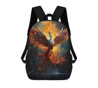 sinyumoney Colorful Phoenix Bird Fire Mochila Escolar Para Niños De 17 Pulgadas, Mochila Informal De Viaje Para Niños Y Niñas, Mochila De Gran Capacidad Para El Día A Día 17inch