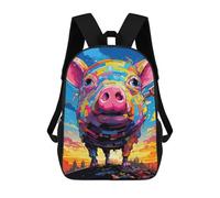 sinyumoney Colorful Pig Art Print-2 Mochila Escolar De 17 Pulgadas Para Adolescentes, Con Estampado 3D, Ajustable Y Con Bolsillos, Ideal Para Niños, Niñas Y Estudiantes.