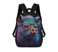 sinyumoney Colorful Pig with Glasses Art Print -2 Mochila Infantil De 17 Pulgadas, Mochila Escolar Con Estampado 3D De Dibujos Animados Para Niños Y Adolescentes.