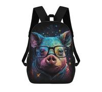 sinyumoney Colorful Pig with Glasses Art Print -3 Mochilas Para Niños 17inch Mochila Escolar Mochila Escolar Impresa En 3D Para Niños De Primaria Y Secundaria
