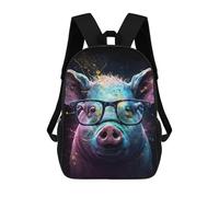 sinyumoney Colorful Pig with Glasses Art Print Mochilas Para Niños 17inch Mochila Escolar Mochila Escolar Impresa En 3D Para Niños De Primaria Y Secundaria