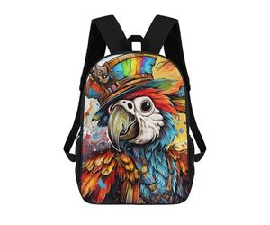 sinyumoney Colorful Pirate Parrot Artwork Mochila Escolar De Moda Para Estudiantes, Adecuada Para Niños Y Niñas, Mochila Informal Para Viajes Al Aire Libre, Esencial Para El Día A Día 17inch