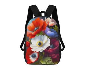 sinyumoney Colorful Poppy Flower Bouquet Mochilas Escolares Mochila Escolar Ligera Mochila De Día Mochila Escolar Para La Universidad Para Niños/Niñas/Adolescentes 17inch
