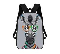 sinyumoney Colorful Portrait of A Zebra with Glasses Mochila Escolar Para Institutos Y Colegios Informales Para Acampar, Aventuras Al Aire Libre Y Viajes Diarios 17inch