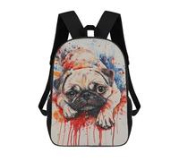 sinyumoney Colorful Pug Art Print -1 17inch Mochilas Escolares Impresas En 3D, Mochilas Escolares De Moda Para Niños De Primaria Y Secundaria
