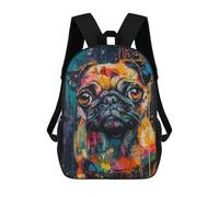 sinyumoney Colorful Pug Art Print-11 Mochila Escolar Infantil Impresa En 3D Para Niños, Mochila De Viaje De Alta Capacidad, Mochilas Para Libros De 17 Pulgadas Para Niños