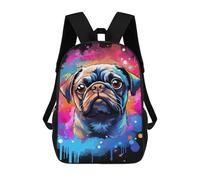 sinyumoney Colorful Pug Art Print-11 Mochila Escolar Ligera Para Aeropuerto Y Universidad Para Estudiantes. Mochila Para La Escuela/trabajo/viajes 17inch