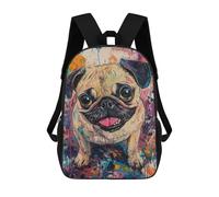 sinyumoney Colorful Pug Art Print-13 Mochilas Escolares Para La Escuela Secundaria, Preparatoria, Universidad Y Viajes Para Niños/niñas/adolescentes 17inch
