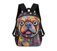 sinyumoney Colorful Pug Art Print-14 17inch Mochila Escolar Impresa En 3D Para Niños, Mochila Escolar Informal De Moda, Mochilas De Viaje Para Niños Y Estudiantes.