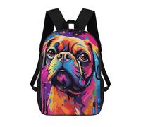 sinyumoney Colorful Pug Art Print-14 Mochilas Infantiles Mochila Escolar Impresa En 3D Para Niños Mochilas De Viaje Bolsas Para Libros Para Niños 17inch Mochila Escolar