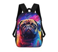 sinyumoney Colorful Pug Art Print-18 Mochila Escolar Infantil De 17 Pulgadas Con Estampado 3D De Películas De Anime Para Niños, Mochila De Viaje, Mochila Escolar Infantil
