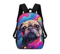 sinyumoney Colorful Pug Art Print-19 Mochila Escolar Infantil Impresa En 3D 17inch Mochilas De Moda Para Niños De Primaria Y Secundaria