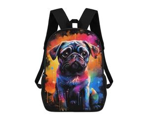 sinyumoney Colorful Pug Art Print-27 Mochila Escolar Resistente Al Agua Para Ordenador Portátil: Perfecta Para Viajes, Trabajo Y Uso Diario 17inch