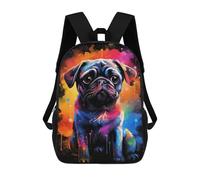 sinyumoney Colorful Pug Art Print-27 Mochilas De 17 Pulgadas Para Niños, Mochilas Escolares Impresas En 3D Para Estudiantes De Primaria Y Secundaria, Para Niños Y Niñas.