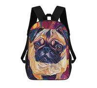 sinyumoney Colorful Pug Art Print-3 Mochilas Escolares Para La Escuela Secundaria, Preparatoria, Universidad Y Viajes Para Hombres, Mujeres Y Adolescentes 17inch