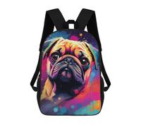 sinyumoney Colorful Pug Art Print-8 Mochila Escolar Infantil De 17 Pulgadas Con Estampado 3D, Mochila Moderna Para Niños, Mochilas De Viaje, Bolsas Para Libros, Mochila Escolar Infantil