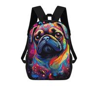 sinyumoney Colorful Pug Art Print Mochila Escolar, Mochila Para Portátil, Mochila Para Niños/niñas/adolescentes 17inch