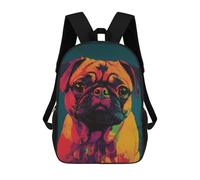 sinyumoney Colorful Pug Art Print Mochilas Escolares Para La Escuela Secundaria, Preparatoria, Universidad Y Viajes Para Niños/niñas/adolescentes 17inch
