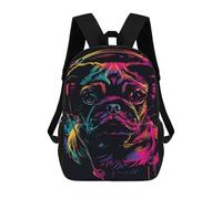 sinyumoney Colorful Pug Headphones Art Print Mochila Escolar, De Negocios, Para Portátil, Unisex, Informal, Para Adolescentes, Chicas, Chicos, Mujeres Y Hombres 17inch