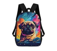 sinyumoney Colorful Pug in Space -3 Mochila Infantil De 17 Pulgadas, Mochila Escolar Con Estampado 3D De Dibujos Animados Para Niños Y Adolescentes.