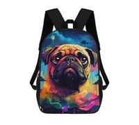 sinyumoney Colorful Pug Portrait Mochila Escolar Impresa En 3D 17inch Mochilas De Moda Para Niños, Mochilas Escolares Para Niños De Primaria Y Secundaria