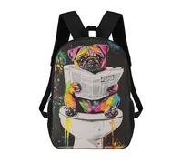 sinyumoney Colorful Pug Reading Newspaper on Toilet-1 Mochilas Escolares De Moda Para Papelería, Impermeables, Informales, Para Hombres, Mujeres Y Adolescentes 17inch