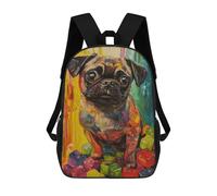 sinyumoney Colorful Pug with Building Blocks Mochila Escolar Infantil De 17 Pulgadas Con Estampado 3D, Mochila Moderna Para Niños, Mochilas De Viaje, Bolsas Para Libros, Mochila Escolar Infantil