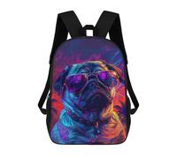 sinyumoney Colorful Pug with Sunglasses Mochila Escolar Ligera E Informal Para Adolescentes, Niños, Mujeres Y Hombres 17inch