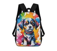 sinyumoney Colorful Puppy Watercolor Art Mochila Infantil De 17 Pulgadas, Mochila Escolar Con Estampado 3D De Dibujos Animados Para Niños Y Adolescentes.