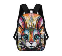 sinyumoney Colorful Rabbit Portrait-5 Mochila Escolar Para Niños Y Niñas, Mochila Informal De Viaje, Mochila De Gran Capacidad Para El Día A Día 17inch