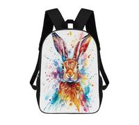 sinyumoney Colorful Rabbit Watercolor Mochila Escolar Para Niños De 17 Pulgadas, Mochila Informal De Viaje Para Niños Y Niñas, Mochila De Gran Capacidad Para El Día A Día 17inch