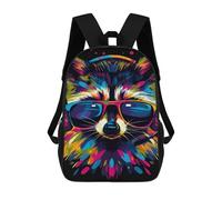sinyumoney Colorful Raccoon Art Print-3 Mochila Escolar De Moda, Mochila Para Material Escolar, Mochila Impermeable Informal Para Acampar, Aventuras Al Aire Libre Y Viajes Diarios 17inch