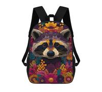 sinyumoney Colorful Raccoon Floral Art Print Mochila Escolar Infantil De 17 Pulgadas Con Estampado 3D De Películas De Anime Para Niños, Mochila De Viaje, Mochila Escolar Infantil