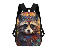sinyumoney Colorful Raccoon Portrait -1 Mochila Escolar Infantil Con Impresión 3D, Mochila Escolar Informal Para Niños De Primaria Y Secundaria 17inch