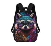 sinyumoney Colorful Raccoon with Glasses Mochila Escolar, De Negocios, Para Portátil, Unisex, Informal, Para Adolescentes, Chicas, Chicos, Mujeres Y Hombres 17inch