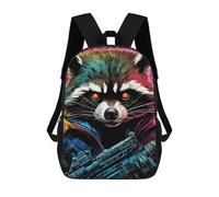 sinyumoney Colorful Raccoon with Gun Artwork Mochila Escolar Infantil, Mochilas Impresas En 3D, Mochilas Escolares De Moda Para Niños De Primaria Y Secundaria 17inch