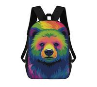 sinyumoney Colorful Rainbow Bear Art Print Mochila Escolar Infantil De 17 Pulgadas, Impresa En 3D, Estilo Casual, Para Niños, Ideal Para Viajes, Como Mochila Escolar O Para Llevar Libros.