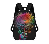 sinyumoney Colorful Rainbow Flower Art Mochilas De 17 Pulgadas Para Niños, Mochilas Escolares Impresas En 3D Para Estudiantes De Primaria Y Secundaria, Para Niños Y Niñas.
