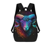 sinyumoney Colorful Ram Head Art Print-2 Mochila Grande, Ligera E Informal Para El Campus, Actividades Al Aire Libre, Viajes Y Deportes 17inch