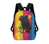 sinyumoney Colorful Rat Art Print Mochila Escolar Infantil De 17 Pulgadas, Impresa En 3D, Estilo Casual, Para Niños, Ideal Para Viajes, Como Mochila Escolar O Para Llevar Libros.