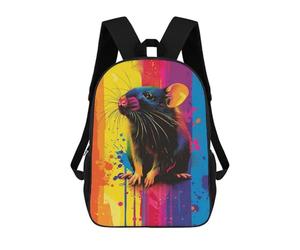 sinyumoney Colorful Rat Art Print Mochila Escolar Infantil De 17 Pulgadas, Impresa En 3D, Estilo Casual, Para Niños, Ideal Para Viajes, Como Mochila Escolar O Para Llevar Libros.