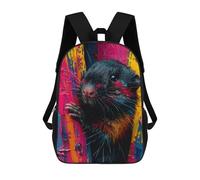 sinyumoney Colorful Rat Portrait Mochila Infantil Para Niñas Y Niños, Mochila De Día, Escuela Primaria, Perfecta Para La Vuelta Al Cole O Educación Física, Regalos Y Viajes 17inch